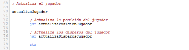 Asteroids - Actualiza jugador con disparos
