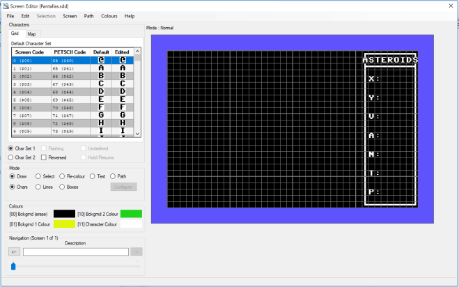 Asteroids - Diseño pantalla