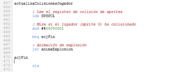 Asteroids - Rutina actualiza colisiones