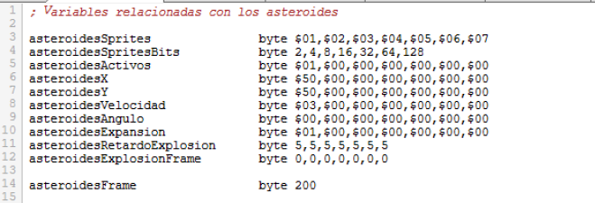Asteroids - Variables explosión asteroides