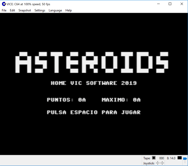 Asteroids - Pantalla inicial con puntos