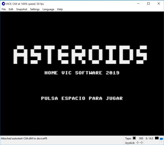 Asteroids - Pantalla inicial sin puntos